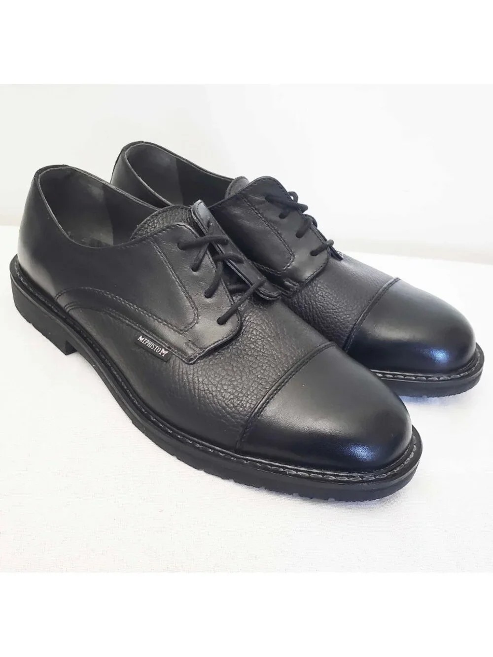 Mephisto Men's Melchior Black Leather Cap toe Oxford Shoes Goodyear Welt 9.5